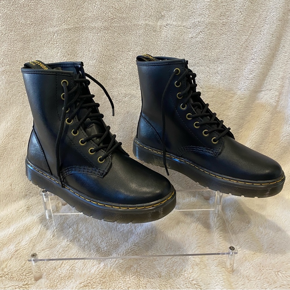 Dr Martens Doc Martens Zavala Black Lace-up Air Wair Combat Boots Size 7 NWOB - Picture 2 of 16